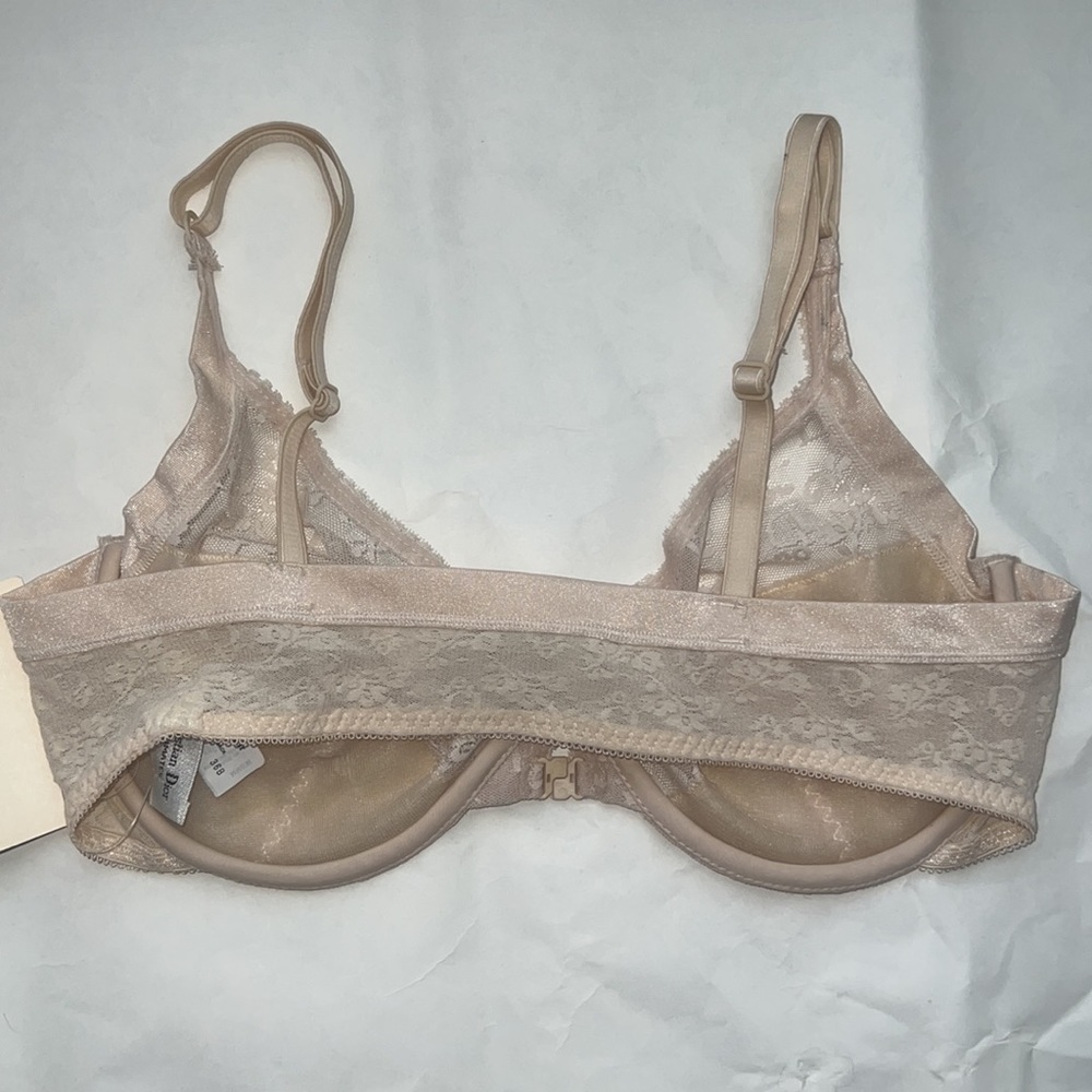 Vintage 1980’s Christian Dior Deadstock Nude Lace Monogram Logo Bra, 36B - Picture 5 of 11